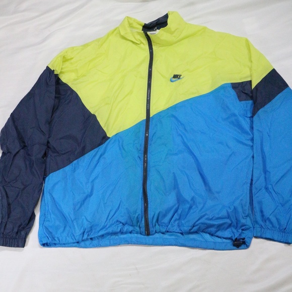 VTG 80s NIKE Lime/Blue Colorblock Windbreaker Sz XL Men - Picture 2 of 8